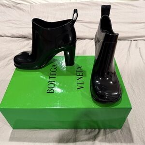 Bottega Veneta Glossy Black Rain Heeled Boots
